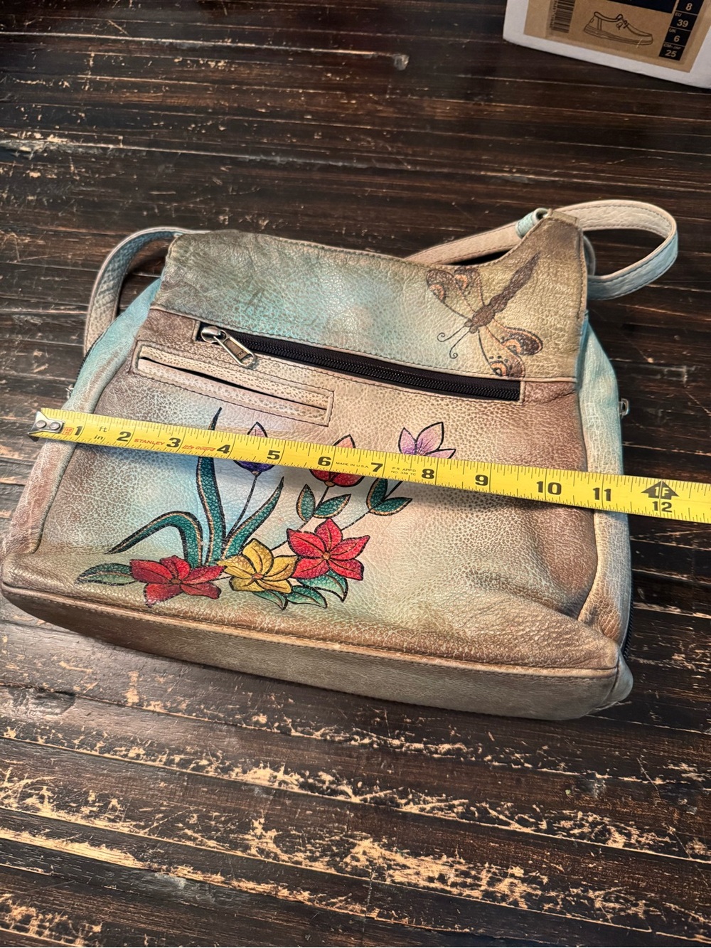 Aunschak Floral Painted Leather Shoulder Bag - Multicolor - Picture 13 of 14